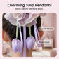 Girls Pastel Floral Hair Scrunchie with Hanging Tulip Pendant