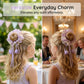 Girls Pastel Floral Hair Scrunchie with Hanging Tulip Pendant
