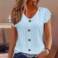 👚 50% OFF NOW! 🌸 Women's Summer V-Neck Eyelet Top – Jacquard Fabric & Ruffle Sleeves – Breathable Elegance ☀️