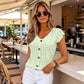 👚 50% OFF NOW! 🌸 Women's Summer V-Neck Eyelet Top – Jacquard Fabric & Ruffle Sleeves – Breathable Elegance ☀️