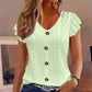 👚 50% OFF NOW! 🌸 Women's Summer V-Neck Eyelet Top – Jacquard Fabric & Ruffle Sleeves – Breathable Elegance ☀️