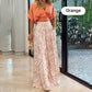 👗 LIMITED-TIME 50% OFF! 💥 Elegant Ladies Two Piece Set – V-Neck Top, Wide Leg Pants, Timeless Print ✨
