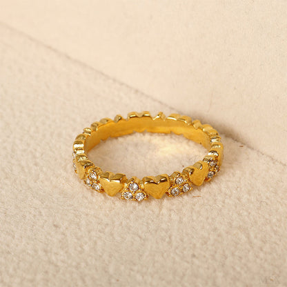 💍 LIMITED-TIME 50% OFF! 💥 Women's Elegant Heart Eternity Ring – Micro-Paved Zircons, Stainless Steel, Stackable ✨