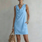 👗 Elegant Slim Fit Cowl Neck Dress – Sleeveless, Side Pockets, Versatile ✨