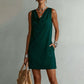 ⏳Time-Limited Special⏰Elegant Slim Fit Cowl Neck Dress – Sleeveless, Side Pockets, Versatile ✨