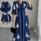 Women's Elegant V-Neck Print Maxi Dress