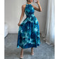 👗 LIMITED-TIME 50% OFF! 💥 Women's Halter Neck Sleeveless Printed Dress – Smocked Waist, Floral, Flowy ✨