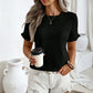 👚 LIMITED-TIME 50% OFF! 💥 Women's Elegant Ruffle Sleeve Summer Top – Round Neck, Textured, Wrinkle Resistant ✨