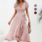 📢📢50% OFF !! ⏰Women’s Summer Elegant V Neck Tie Waist Flowy Floral Dress