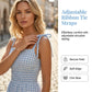 👗 LIMITED-TIME 50% OFF! 💥 Women's Retro Sleeveless Gingham Midi Dress – Smocked Bodice, Tie Straps, Breathable ✨