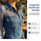 👕Women's Mesh Patchwork Denim Top– Elegant Tailored Waist Chic Top✨