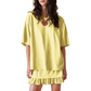 🌸 Women's Crewneck Short Sleeve Top & Pleated Skirt Set – 2-Piece Casual Outfit, Flattering High-Waist A-Line Skirt for Everyday Chic