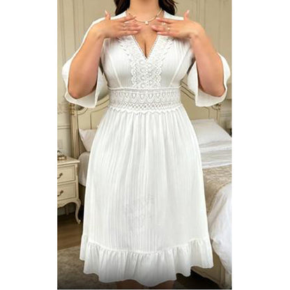 Women's V-Neck Ruffle Dress