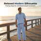 Men's Casual Linen Blend Shirt and Pants Set Loose Fit Beach Wear