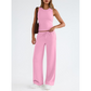 Women's Casual Sleeveless Top & High-Waisted Pants Set