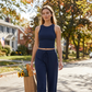 Women's Casual Sleeveless Top & High-Waisted Pants Set