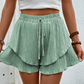 🩳 LIMITED-TIME 50% OFF! ✨ Women's Ruffle Layered Flowy Shorts – Skirt-Like Look, Elastic Waist, Breathable 🌸