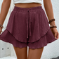 🩳 LIMITED-TIME 50% OFF! ✨ Women's Ruffle Layered Flowy Shorts – Skirt-Like Look, Elastic Waist, Breathable 🌸