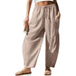 👖 Women's Summer Loose Fit Gingham Pants — Drawstring Wide Leg Trousers with Pockets