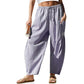 👖 Women's Summer Loose Fit Gingham Pants — Drawstring Wide Leg Trousers with Pockets