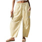 👖 Women's Summer Loose Fit Gingham Pants — Drawstring Wide Leg Trousers with Pockets