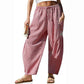 👖 Women's Summer Loose Fit Gingham Pants — Drawstring Wide Leg Trousers with Pockets