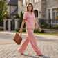 ⏳ LIMITED TIME 50% OFF! 👚 Women's V-Neck Top & Wide-Leg Pants Set – Effortless Style & All-Day Comfort 👖
