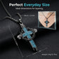 🥳2026 HOT SALE🥳💞50K+ SOLD!✨ 💝  Statement Cross Pendant – Crown of Thorns, Blue Stone Inlay, Vintage Edge 🖤