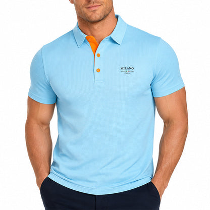 🎉 LIMITED TIME 50% OFF! 👕 Men's Breathable Short Sleeve T-Shirt – 58K+ Sold! Contrast Placket Design & High-Stretch Comfort 💨