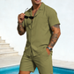 Solid Color Two-Piece Summer Outfit for Men