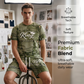 Mens Casual Faux Denim Print T Shirt Shorts Set