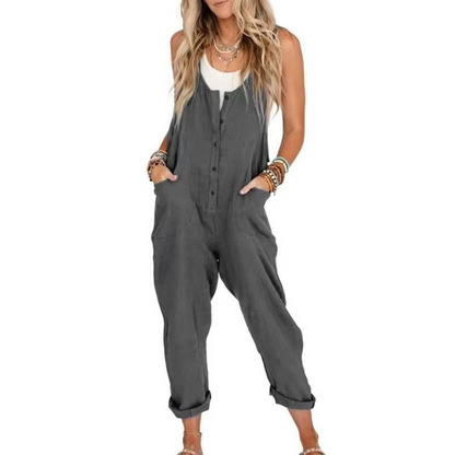 Women's Casual Sleeveless Jumpsuit with Pockets