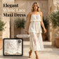Women Elegant White Lace Spaghetti Strap Maxi Dress