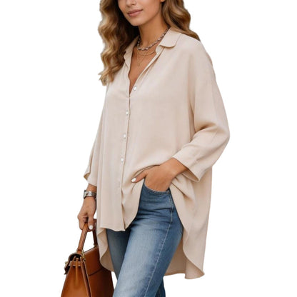 👚 LIMITED TIME 50% OFF! 🔥 Women's Casual Loose Apricot Blouse – Long Sleeve, Button-Down & Classic Collar – Lightweight & Versatile for Everyday or Office 🌸✨👔
