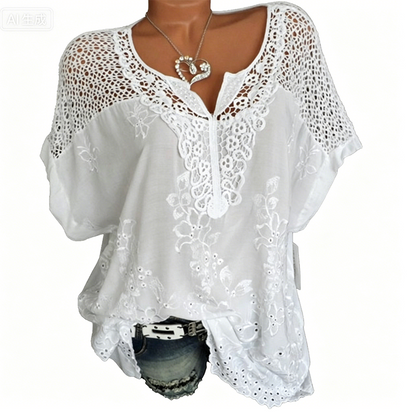 🔄💼 LIMITED TIME 50% OFF! 🌸V-Neck Lace Top – Breathable fabric & versatile style – Perfect from office to weekend.