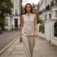 🎉 LIMITED TIME 50% OFF! 💕 Women's Minimalist Sleeveless Top & Wide-Leg Pants Set – Stand Collar & Relaxed Fit 🌸