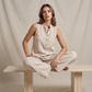 🎉 LIMITED TIME 50% OFF! 💕 Women's Minimalist Sleeveless Top & Wide-Leg Pants Set – Stand Collar & Relaxed Fit 🌸