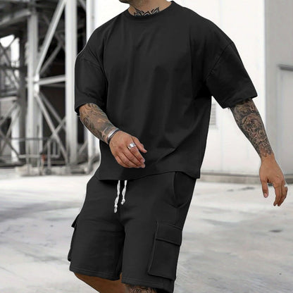 📢 LIMITED TIME 50% OFF! ⏰ Men's Casual Short Sleeve T-Shirt Shorts Set – Soft Breathable Fabric & Relaxed Fit ☀️