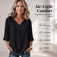 ☁️✨Women's Casual V-Neck 3/4 Sleeve Blouse Elegant Three Quarter Sleeve Loose Blouse Office Daily Basic Tops