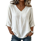 ☁️✨Women's Casual V-Neck 3/4 Sleeve Blouse Elegant Three Quarter Sleeve Loose Blouse Office Daily Basic Tops