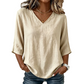 ☁️✨Women's Casual V-Neck 3/4 Sleeve Blouse Elegant Three Quarter Sleeve Loose Blouse Office Daily Basic Tops