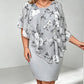 Women's Floral Print Cape Bodycon Dress