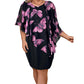 Women's Floral Print Cape Bodycon Dress