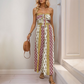 🎉 LIMITED TIME 50% OFF! 👗 Geometric Strapless Jumpsuit – Statuesque Wide-Leg Flow ✨