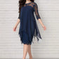 Women's Lace Splicing 3/4 Sleeve Midi Dress