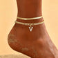 Dainty Layered Gold Initial Anklets for Women