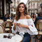 🎉 2026 Sale — Over 31,200 Sold! ⏰ Off-Shoulder Bow Blouse – Sweetheart Neckline, Summer Breeze 🎀
