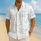 🔥 Pro-Favorite Men's Geometric Print Relaxed-Fit Button-Down Shirt – Blended Material – Breathable 👔
