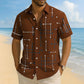 🔥 Pro-Favorite Men's Geometric Print Relaxed-Fit Button-Down Shirt – Blended Material – Breathable 👔