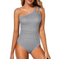 📢📢40% OFF !! ⏰Women's One-Shoulder Ruched One-Piece Swimsuit
